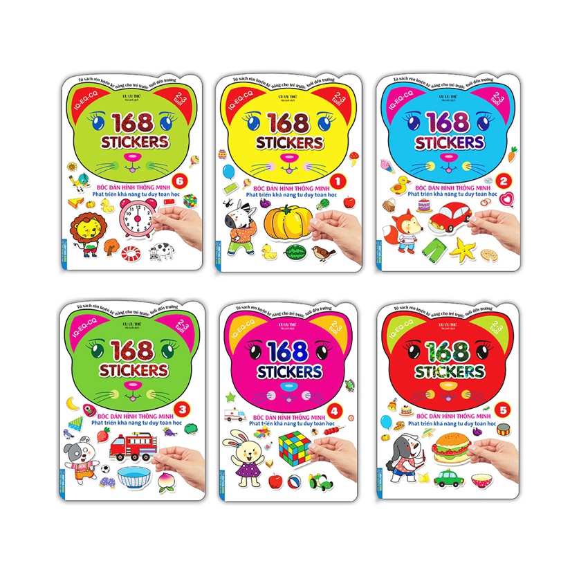 Sách - Combo 168 sticker Bóc dán hình thông minh phát triển khả năng tư duy toán học (6 cuốn )