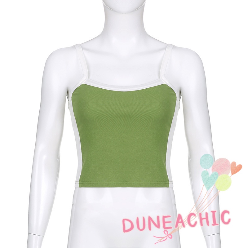 DUNEA Áo Hai Dây Màu Sắc Tương Phản Quyến Rũ Cho Nữ