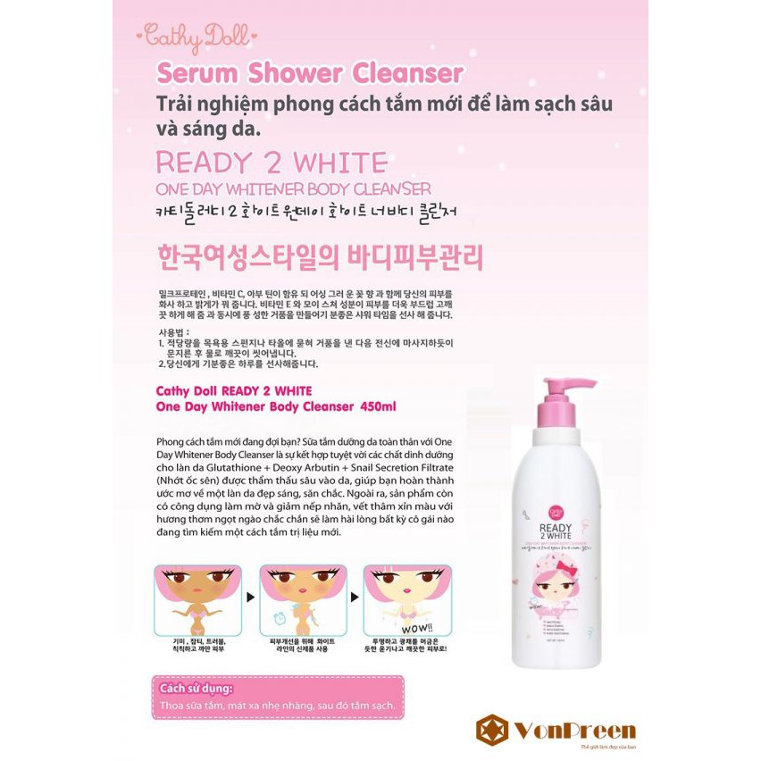 Sữa tắm Cathy Doll Ready 2 White 500ml – PN199