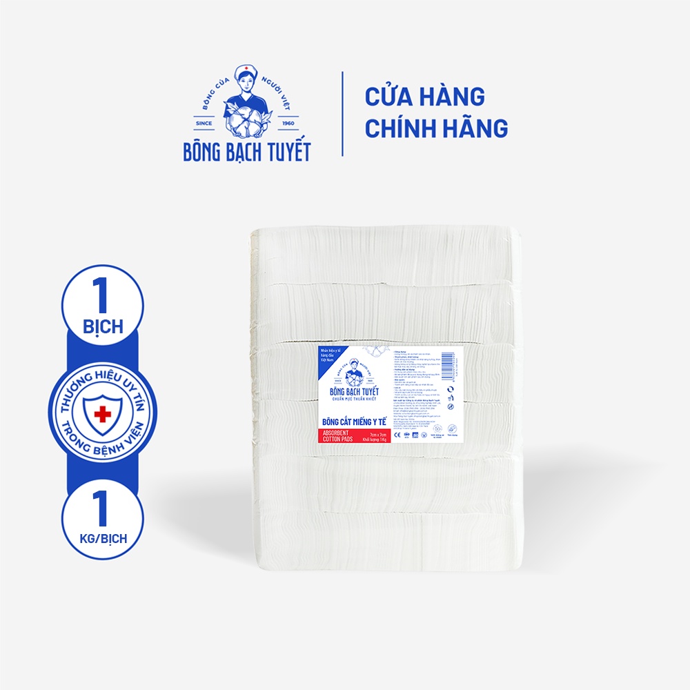 Bông y tế cắt Bạch Tuyết (7cm x 7cm) - 1Kg