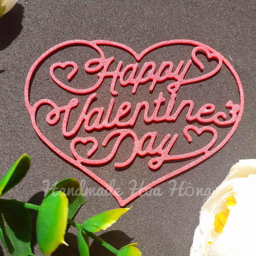 5 Khung chữ Valentines Day hình trái tim bằng giấy xốp, 7.3 x 6.3cm