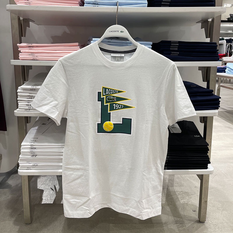 LACOSTE Áo Thun Tay Ngắn Chất Liệu Cotton Thoáng Khí Cho Nam