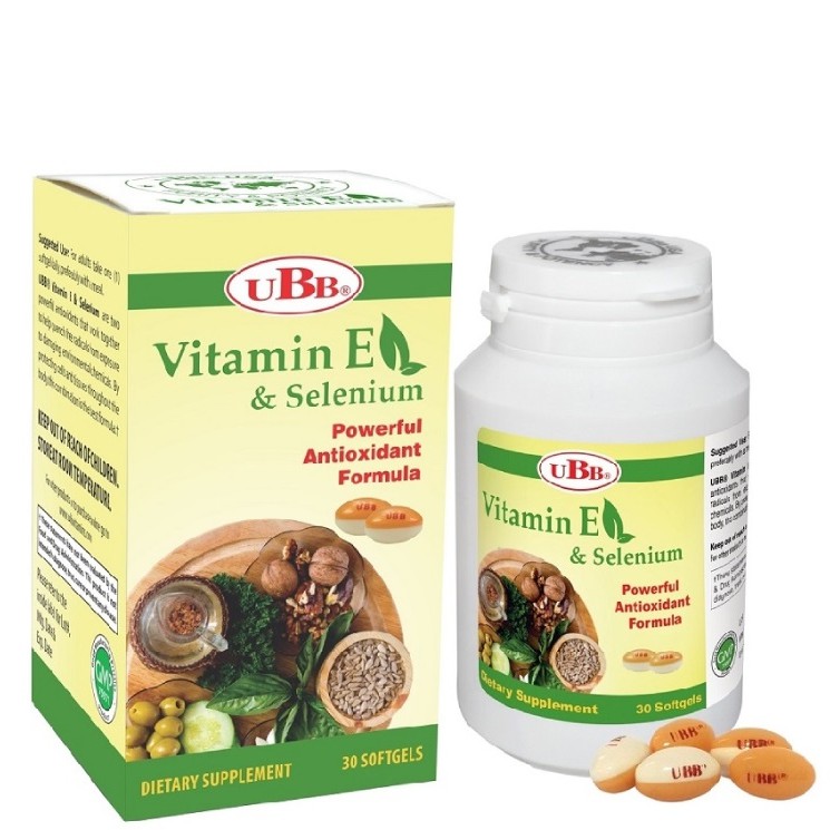 (Hạn 08/2025) UBB® Vitamin E & Selenium – Hỗ trợ chống oxy hóa (Lọ 30 viên)