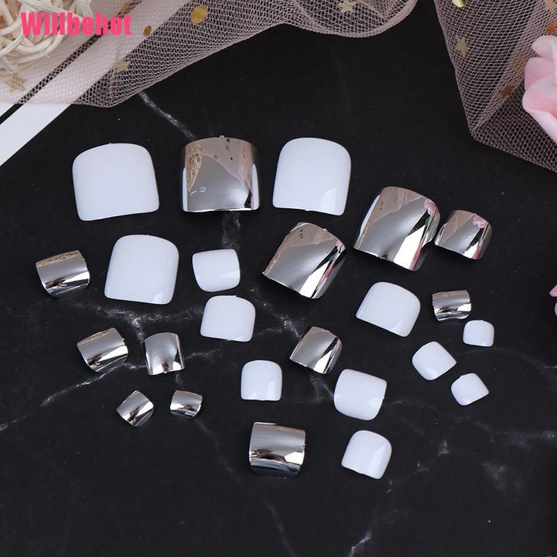 (Hàng Mới Về) Bộ 24 Móng Chân Giả Tráng Gương Độc Đáo