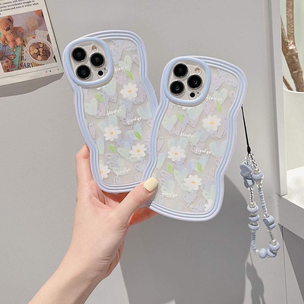 Ốp Điện Thoại TPU Mềm Trong Suốt Chống Sốc In Họa Tiết Hoa Kèm Dây Đeo Cho iPhone 11 12 13 Pro Max XR X XS Max