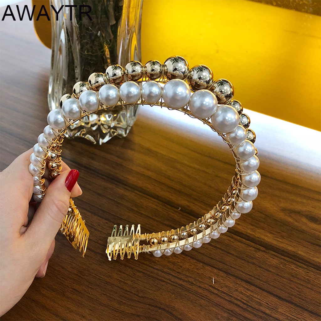 Băng đô đính ngọc trai giả thời trang thanh lịch
