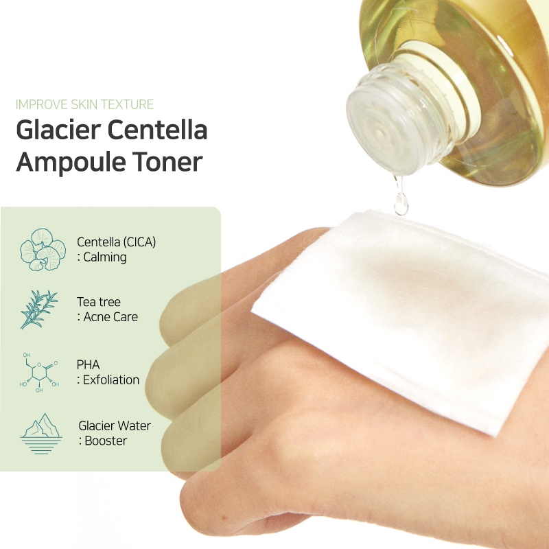 Nước Hoa Hồng Feelxo Glacier Centella Toner tinh chất rau má (CICA) + tràm trà + phức hợp PHA dung tích 50ml