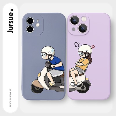 Ốp lưng JURSUE mềm hoạt hình cặp đôi dễ thương đẹp Cho iPhone 17 16 15 14 13 12 11 Pro Max SE 2020 X XR XS ip 8 7 Plus Y2177