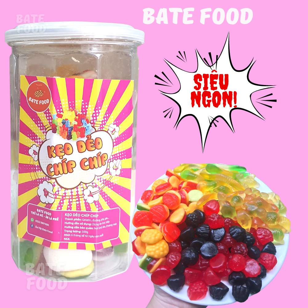Kẹo Dẻo Trái Cây Chip Chip Đà Lạt 500g Siêu Ngon I BateFood I Ăn Vặt Ngon Sài Gòn