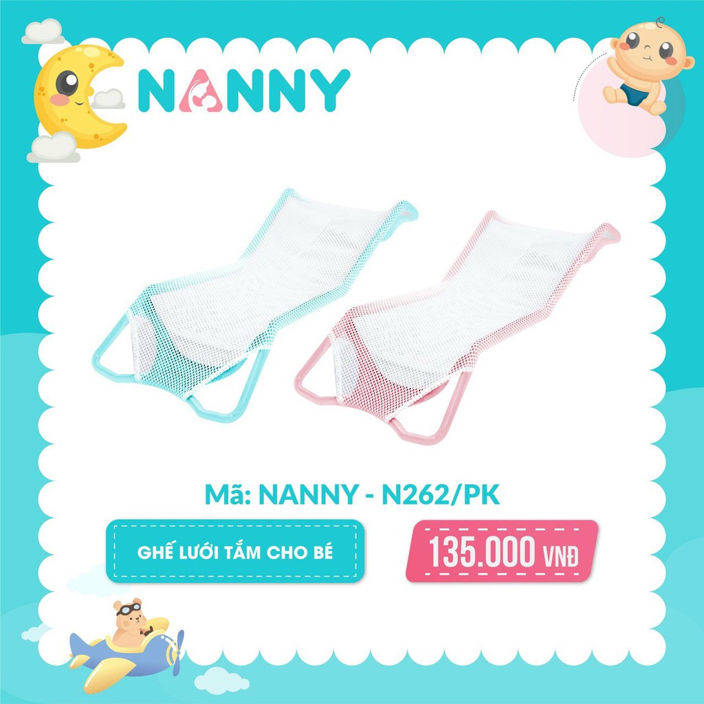 [ HÀNG CHÍNH HÃNG] Ghế lưới tắm, Bệ lót tắm cho bé Nanny- Thái Lan N262/PK