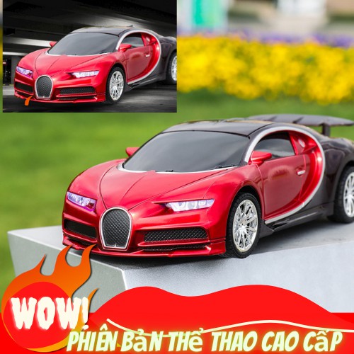 Ô tô điều khiển từ xa 4 chiều Bugatti Xe đua cho bé phong cách thể thao cao cấp hai màu đỏ và xanh (Hàng chính hãng)