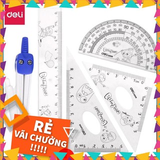 Bộ 5 dụng cụ đo, eke,  compa Deli  E9598