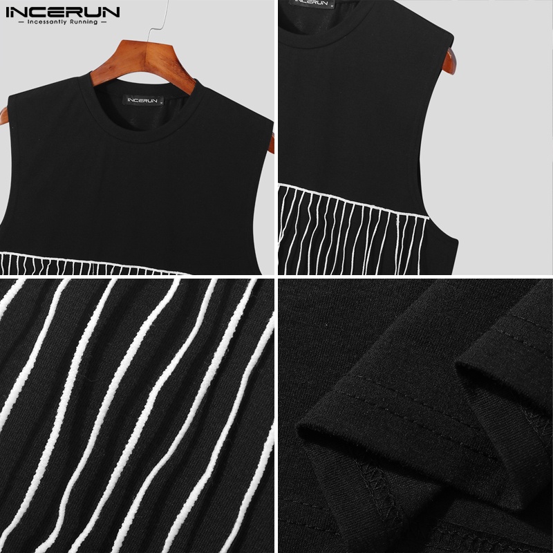 INCERUN Áo Tank Top Không Tay Màu Trơn Phối Tua Rua Thời Trang Dự Tiệc Cho Nam
