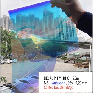 Giấy Decal phim phản quang ánh xanh dương 1,25m
