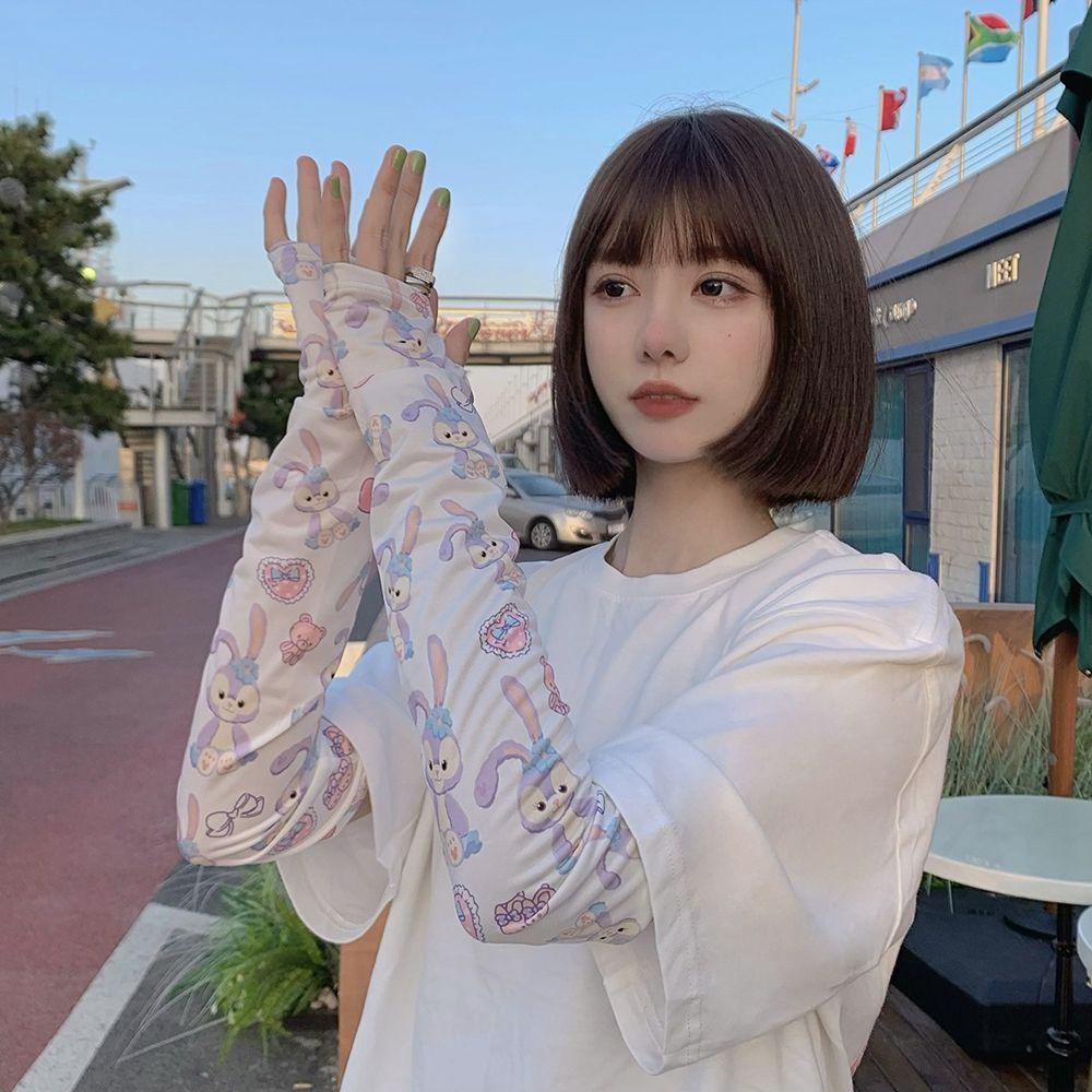 Găng Tay Chống Nắng Bằng Lụa Co Giãn Giữ Ấm Mùa Hè In Họa Tiết Hoạt Hình Melody Cho Cánh Tay Khi Đi Xe Đạp