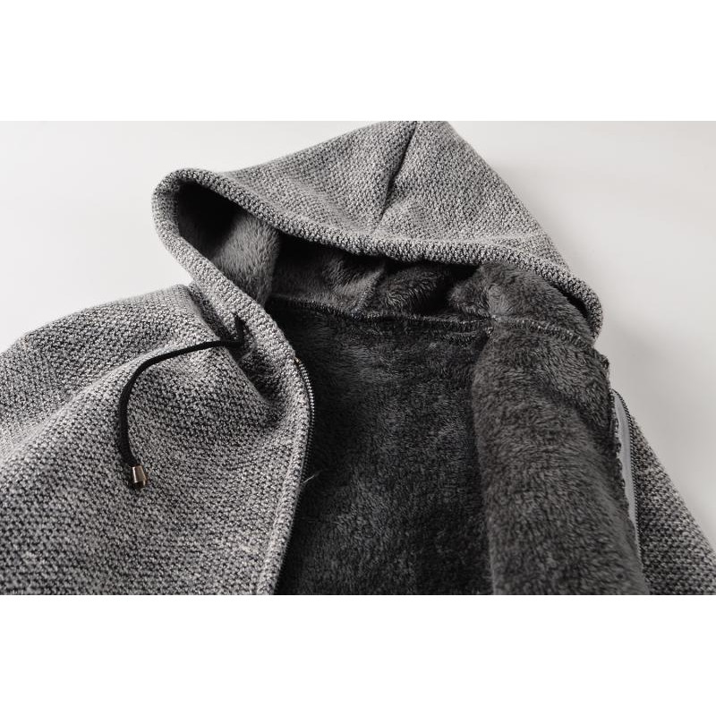 (ORDER) Áo khoác Hoodie Nam vải len lót lông có mũ siêu ấm áp Hàn Quốc