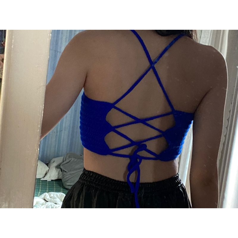ÁO CROPTOP LEN PHỐI VIỀN MÀU ĐÁNG YÊU