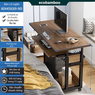 Bàn học thông minh có bánh xe, bàn làm việc điều chỉnh chiều cao có ngăn kéo để bàn phím máy tính, bánh xe di chuyển