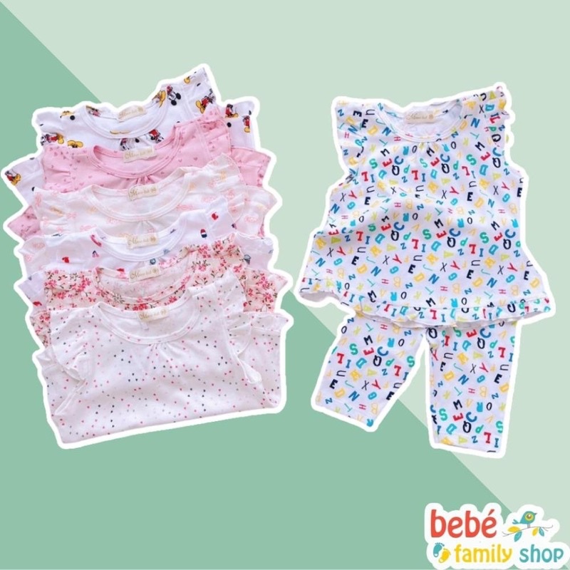 Đồ bộ cho bé gái Miwoo 1 đến 5 tuổi, áo sát nách cánh tiên quần lửng/ bộ quần áo mặc nhà bé gái - SGA