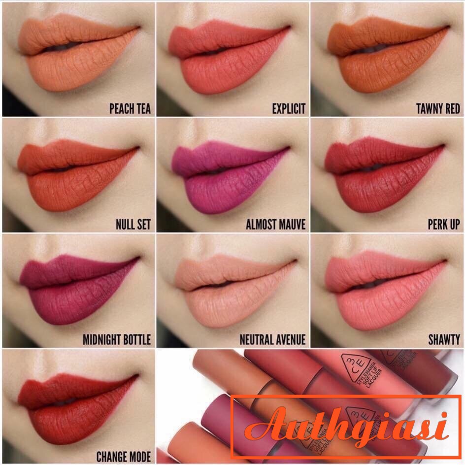 [2018] Son kem lì 3CE Lacquer Soft Lip [AUTH]