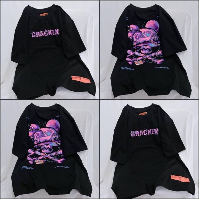 Áo Thun Tay Lỡ Unisex CRACKEN màu ĐEN /Nam nữ unisex/FREESHIP 99K ❤️ Jaystoree2