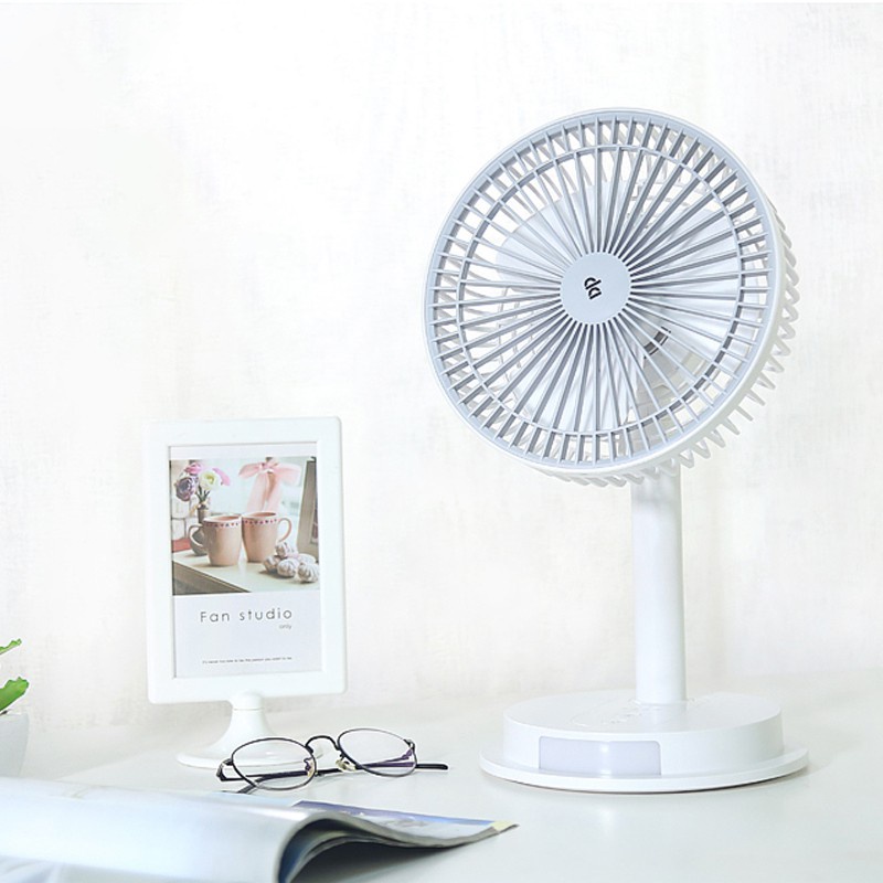 Quạt Tích Điện Pin Sạc Để Bàn Cao Cấp DP 7627, 3 Chế Độ Mát, Có Đèn Phụ