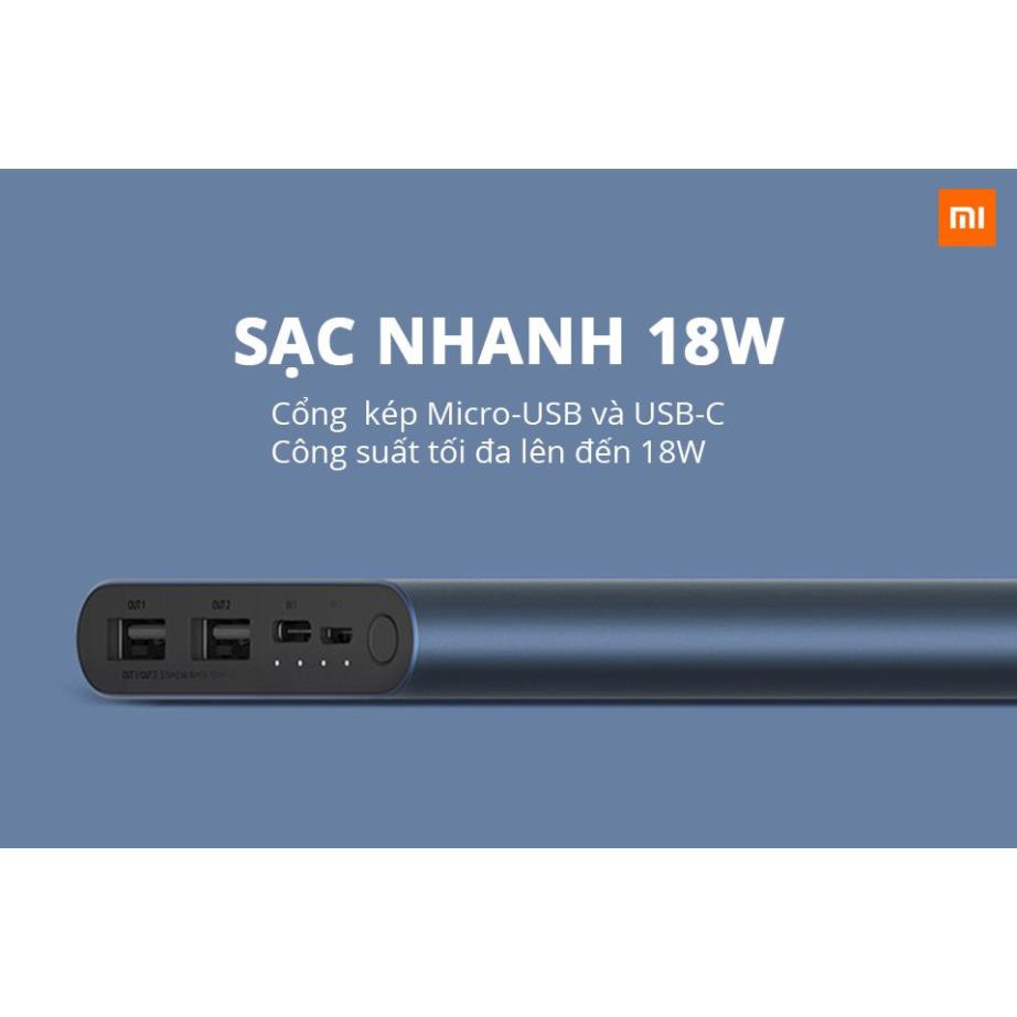 Sạc Dự Phòng Xiaomi 10000mAh Gen 3 New 2020 Sạc Nhanh QC 3.0 BẢO HÀNH 12 tháng A&T stores