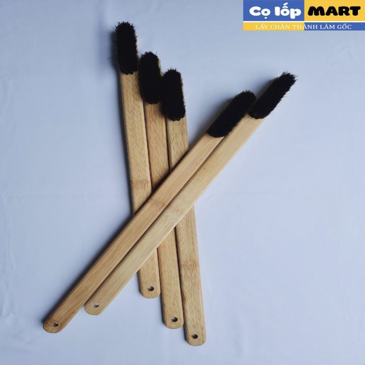 Bàn chải cọ lazang ôtô cán tre dài, chổi lông ngựa rửa khoang máy xe hơi, bàn chải chà vành, mâm, khoang động cơ xe ô tô