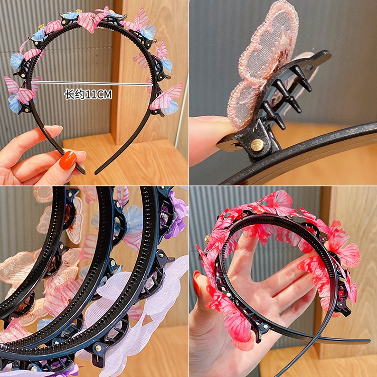 Băng Đô Cài Tóc Hình Bướm Chống Trượt Cho Bé Gái