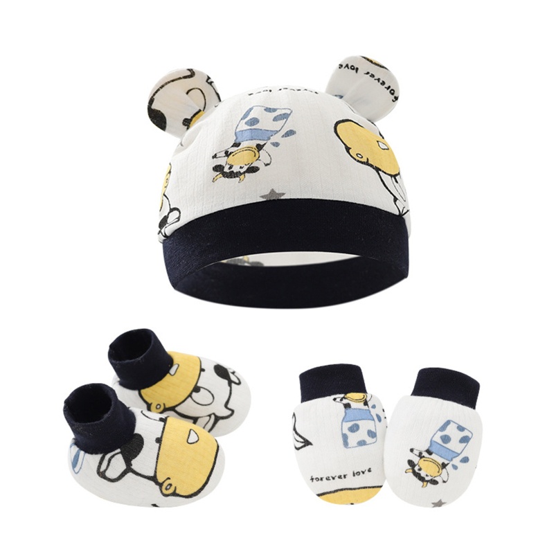 Bộ Vỏ Bọc Chân + Đôi Găng Tay + Vớ Chống Xước Bằng Vải Cotton Dành Cho Bé Sơ Sinh