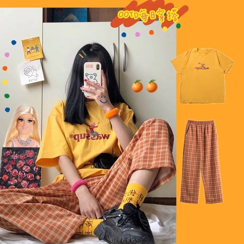 Set đồ 2 món bằng vải mềm họa tiết kẻ sọc thoải mái