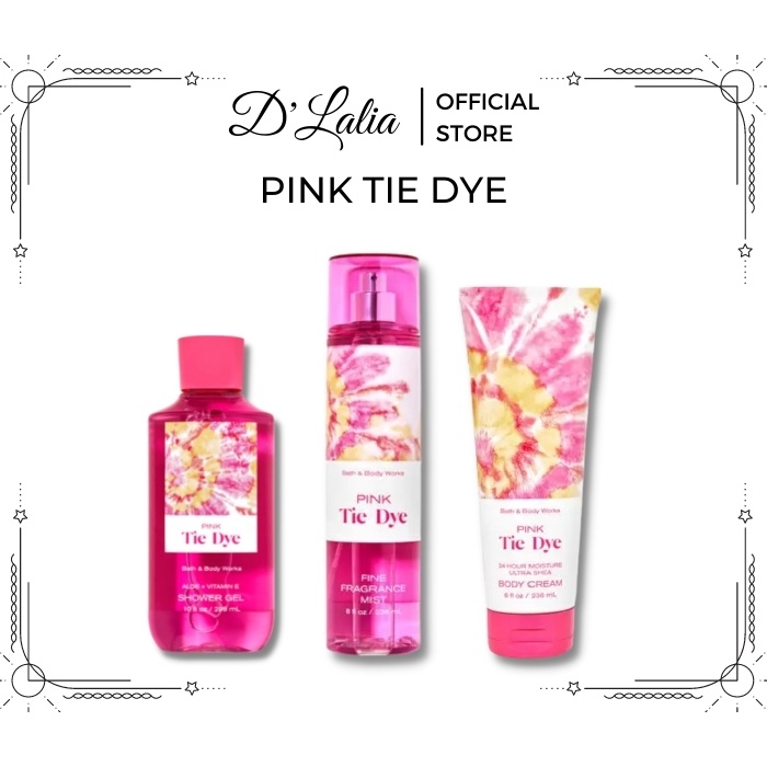 Bộ sản phẩm Tắm Dưỡng Xịt thơm toàn thân Bath and Body Works - PINK TIE DYE