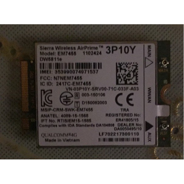 Card wwan 4G Dell DW5811E dùng cho laptop Dell Latitude E5270, E7270, E7470, Precision 7510, Precision 3510