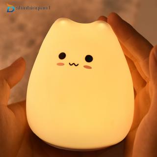 Đèn ngủ mini silicon hình mèo dễ thương cho phòng trẻ em