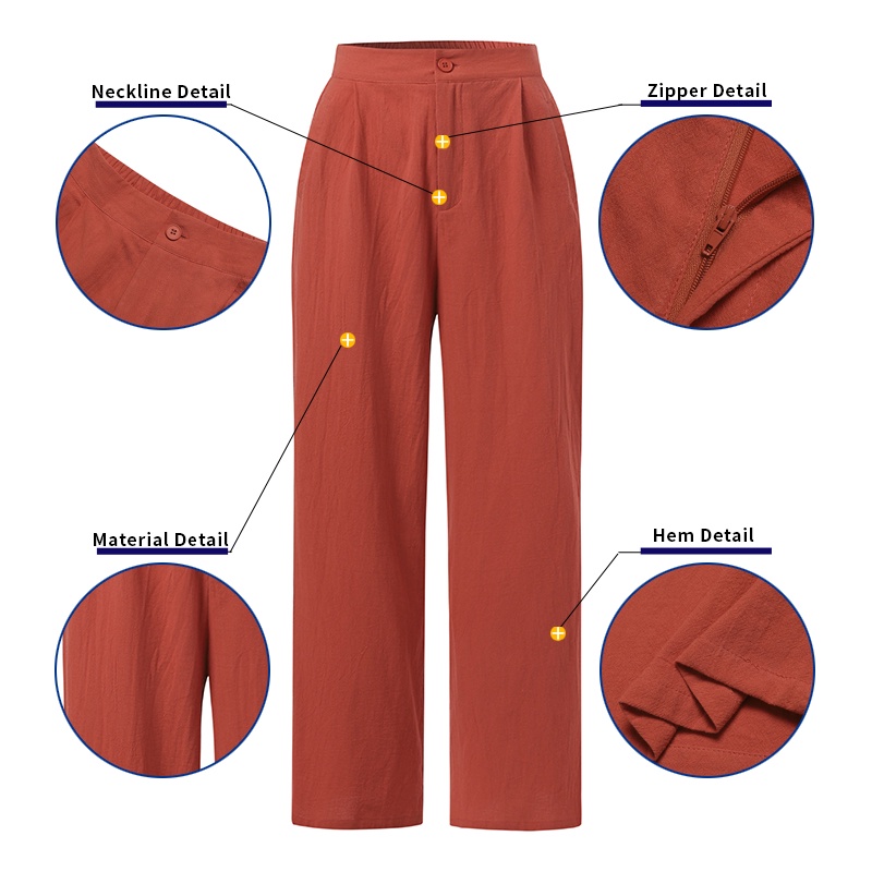 Quần ZANZEA ống rộng màu trơn có túi thời trang cá tính cho nữ