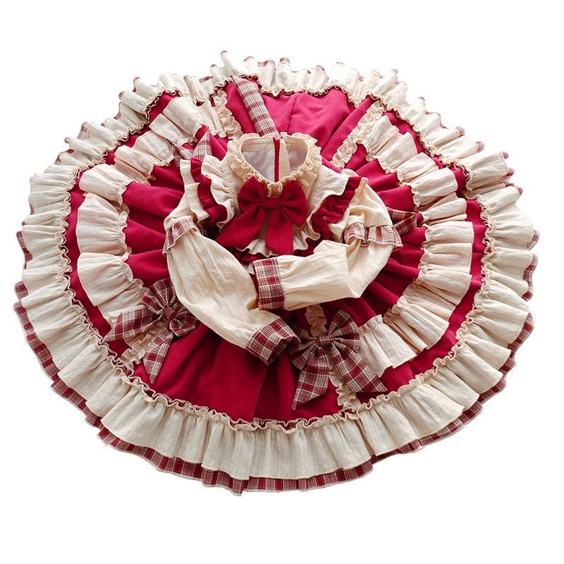 Đầm lolita tay dài/ đầm tay tài có băng đô phong cách thu đông mới cho bé gái