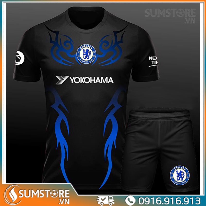Bộ quần áo đá banh Chelsea đen 06 - Đồ đá bóng cực chất 2021