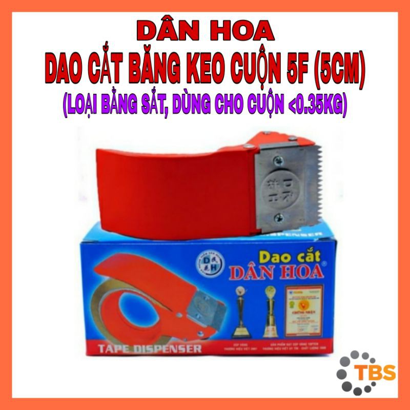 DỤNG CỤ CẮT BĂNG KEO BẰNG SẮT CHO CUỘN 5F (5CM), DÙNG CHO BĂNG KEO VỚI CUỘN <0.35KG