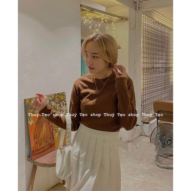 [Hàng sẵn] ÁO NỈ TĂM DÀI TAY CỔ TRÒN CROPTOP TRƠN BA MÀU