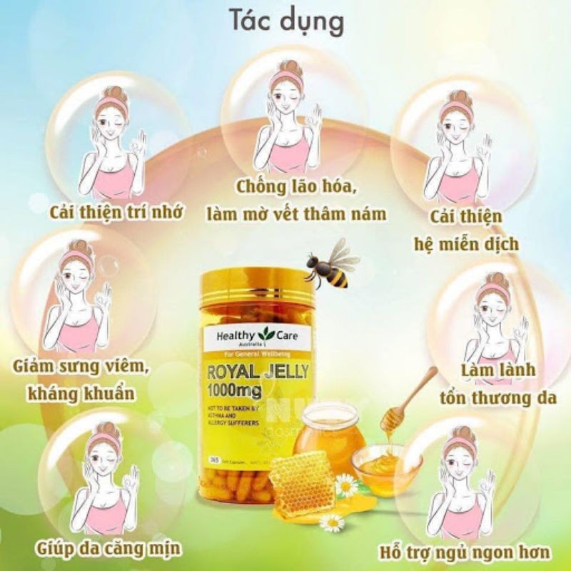 Sữa Ong Chúa Healthy Care Royal Jelly 1000mg Lọ 365v