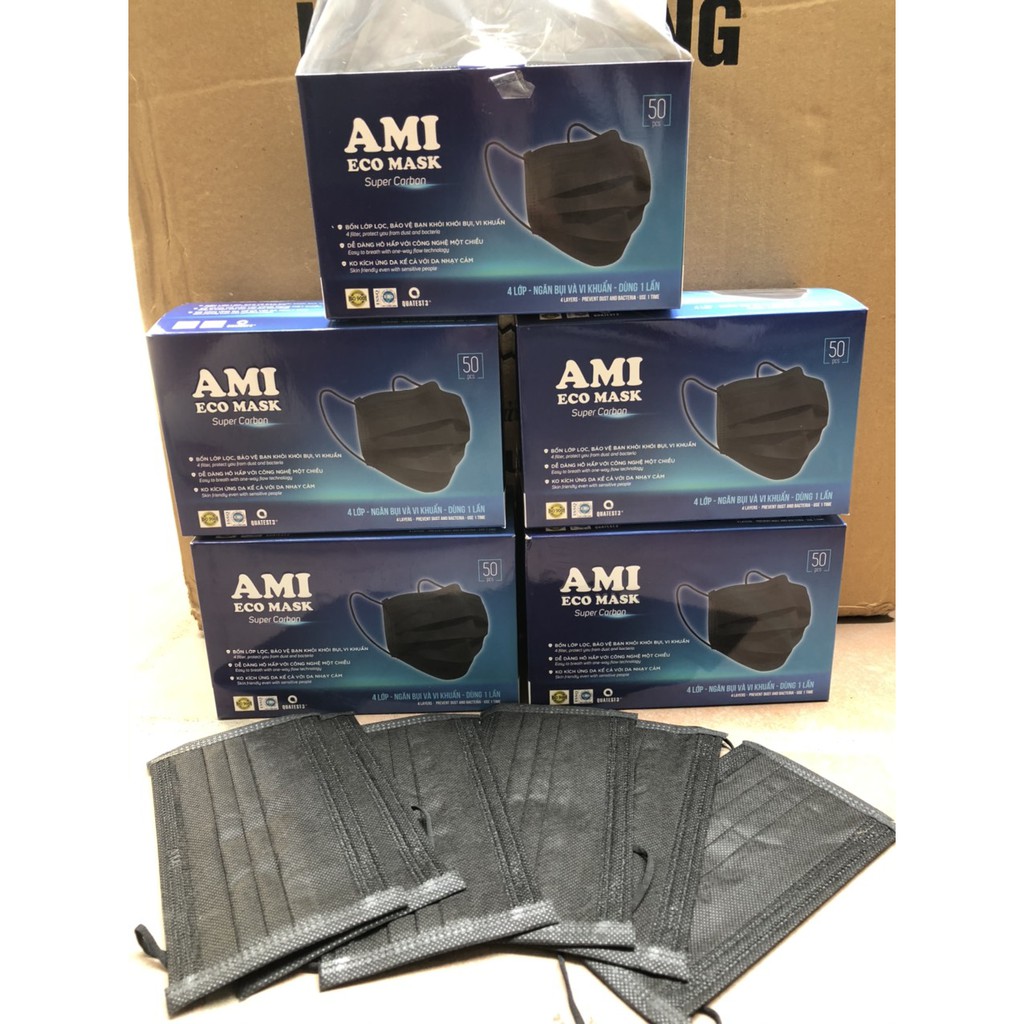 Combo 5 hộp Khẩu Trang Y Tế  4 lớp AMI chọn màu (50 chiếc/1 Hộp)