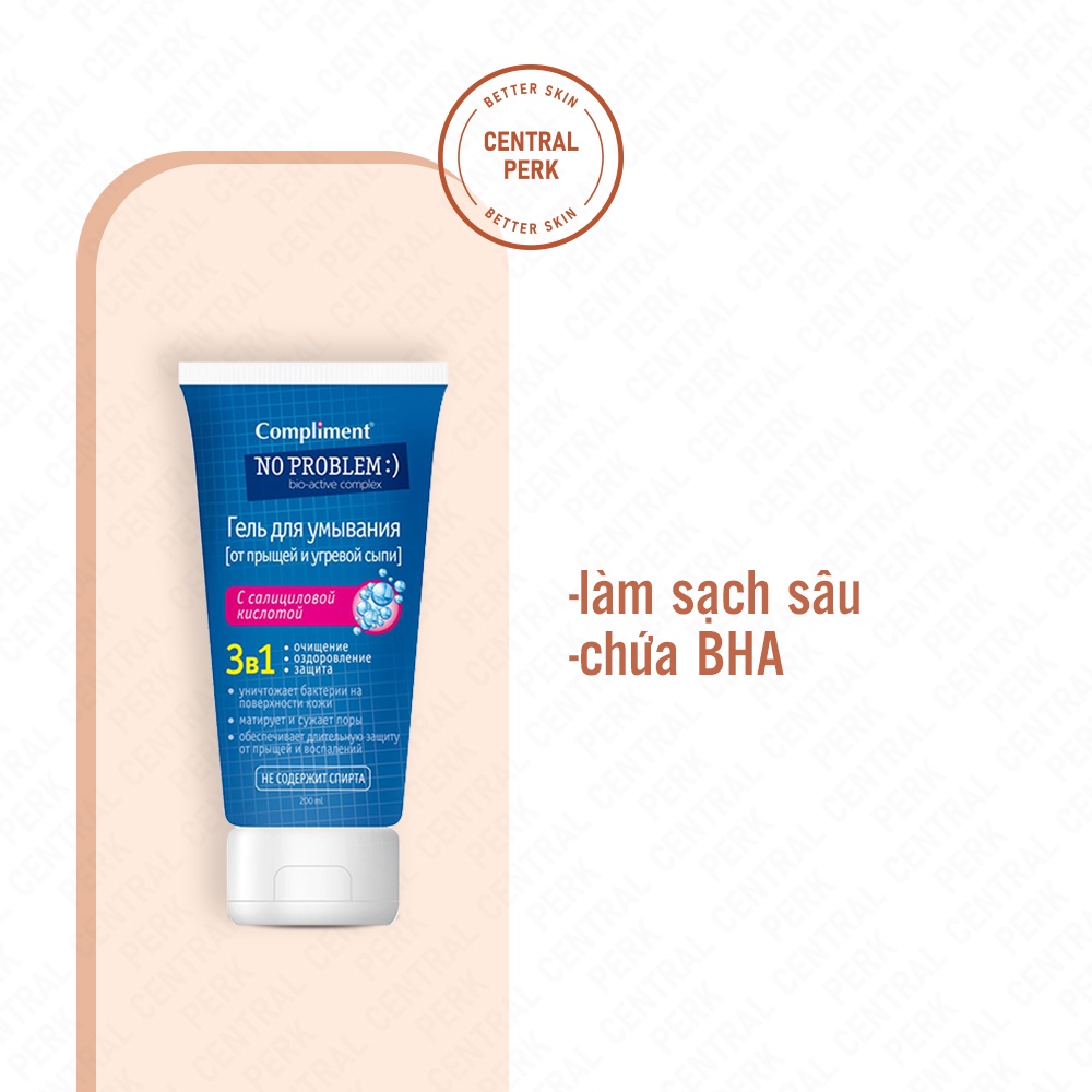 Gel rửa mặt BHA Compliment No Problem 200ml cho da dầu