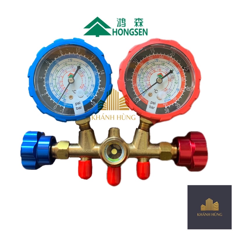 Bộ đồng hồ đo nạp gas đôi hãng HONGSEN bộ kèm dây nạp HS-536C { ĐIỆN LẠNH KHÁNH HÙNG }