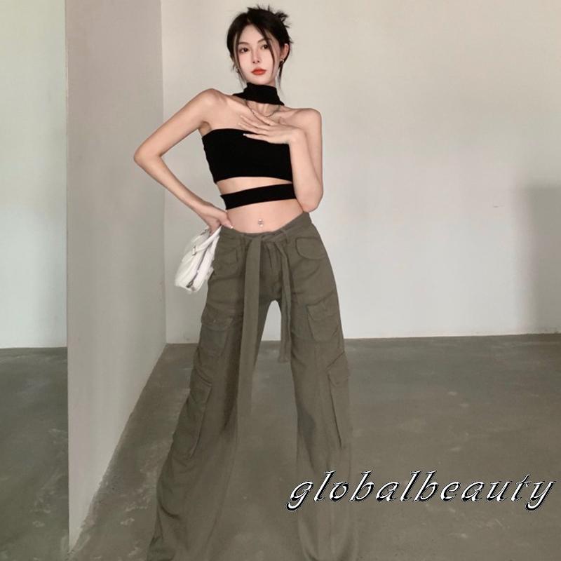 Áo Ống Không Tay Hở Lưng Màu Đen Thời Trang Mùa Hè Cho Nữ