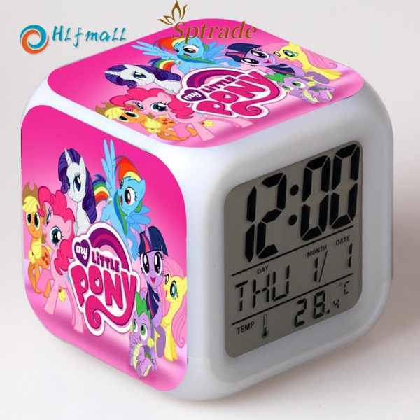 Đồng Hồ Báo Thức Đèn LED Thay Đổi Màu Sắc Hình Ngựa Pony