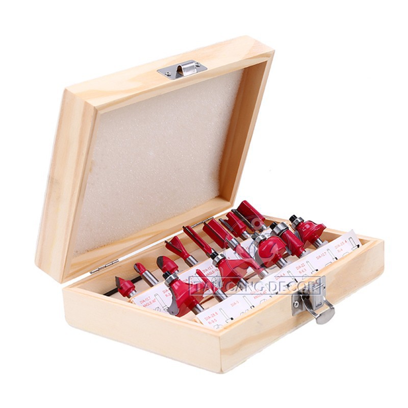 Bộ mũi phay gỗ 6,35mm - Bộ mũi soi gỗ 15 chi tiết