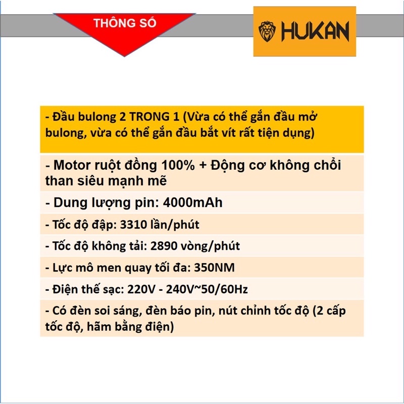 Máy siết bulong | Máy siết bulong Hukan X2 Pro 21V | Không chổi than
