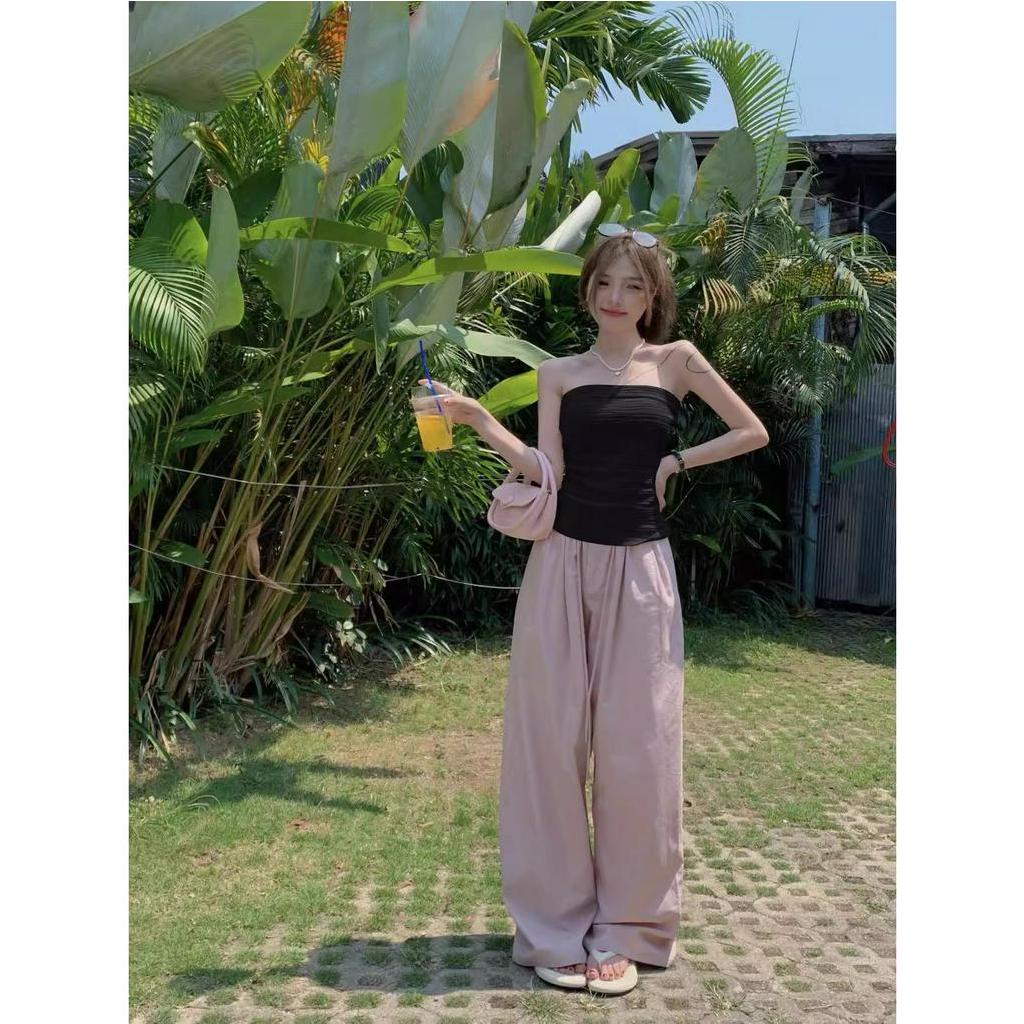 HUANG YOYO Áo Croptop Màu Trơn Thiết Kế Mới Quyến Rũ Thời Trang Mùa Hè Dành Cho Nữ