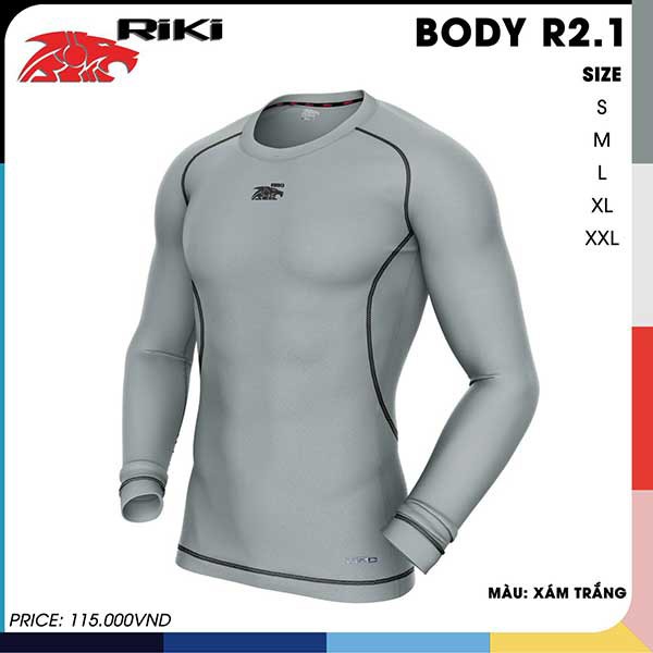 Áo body Riki R2.1 dài tay,thoáng mát và hút mồ hôi-hàng phân phối chính hãng