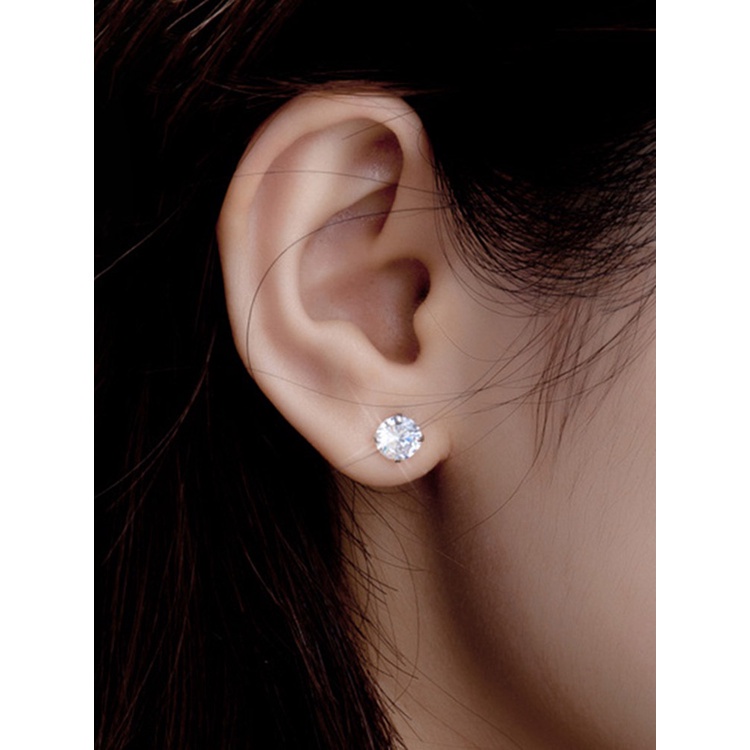 Đôi khuyên tai bạc 925 đính đá zircon sang trọng cho nữ